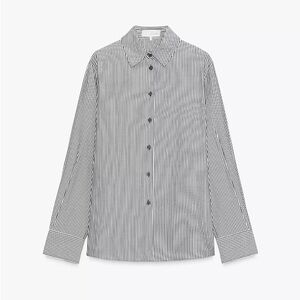 ZARA Brown/White Striped Button-Up Shirt | Tailored Fit | SOLD OUT | Small | NWT